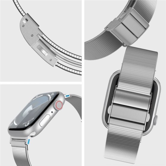 Curea Spigen, Sleek Link, pentru Apple Watch 38/40/41mm, otel inoxidabil, argintiu, 15x2cm (Ingredi, AMP07225) by www.silkase.ro