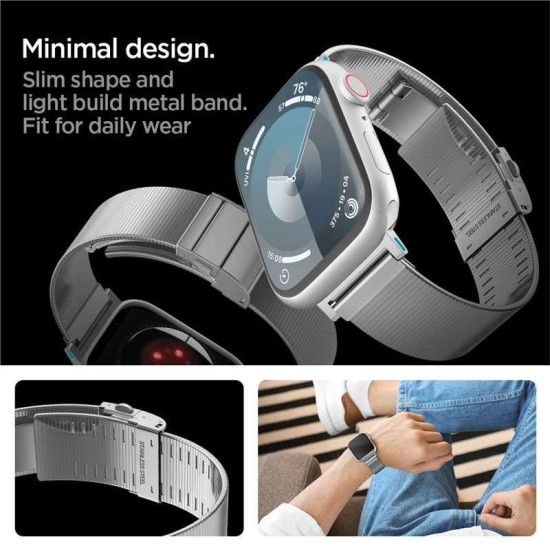 Curea Spigen, Sleek Link, pentru Apple Watch 38/40/41mm, otel inoxidabil, argintiu, 15x2cm (Ingredi, AMP07225) by www.silkase.ro