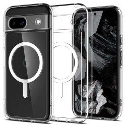 Spigen Ultra Hybrid OneTap Metal Ring MagSafe pentru Google Pixel 8a, alb/transparent