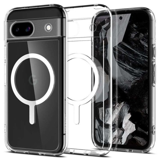Spigen Ultra Hybrid OneTap Metal Ring MagSafe pentru Google Pixel 8a, alb/transparent (Pixel 8a, ACS07263) by www.silkase.ro
