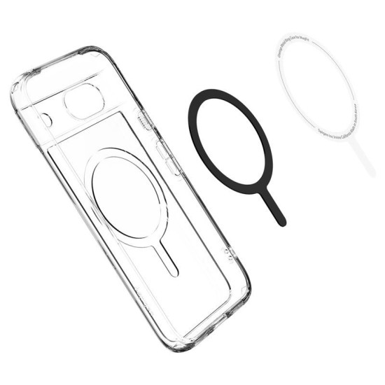 Spigen Ultra Hybrid OneTap Metal Ring MagSafe pentru Google Pixel 8a, alb/transparent (Pixel 8a, ACS07263) by www.silkase.ro