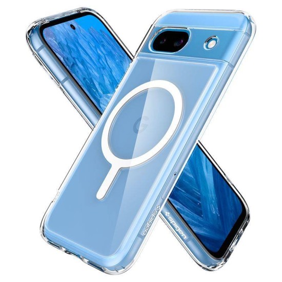Spigen Ultra Hybrid OneTap Metal Ring MagSafe pentru Google Pixel 8a, alb/transparent (Pixel 8a, ACS07263) by www.silkase.ro