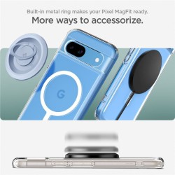 Spigen Ultra Hybrid OneTap Metal Ring MagSafe pentru Google Pixel 8a, alb/transparent