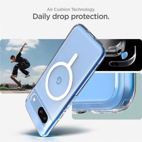 Spigen Ultra Hybrid OneTap Metal Ring MagSafe pentru Google Pixel 8a, alb/transparent (Pixel 8a, ACS07263) by www.silkase.ro