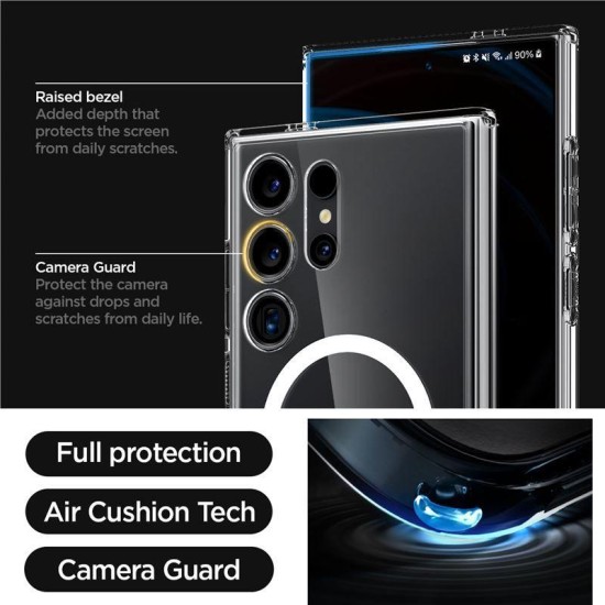 Husa pentru Samsung Galaxy S24 Ultra, Spigen, TPU/Policarbonat, Transprent/Alb (Spigen, S24 Ultra) by www.silkase.ro Husa pentru Samsung Galaxy S24 Ultra, Spigen, TPU/Policarbonat, Transprent/Alb (S24 Ultra, ACS07297) by www.silkase.ro