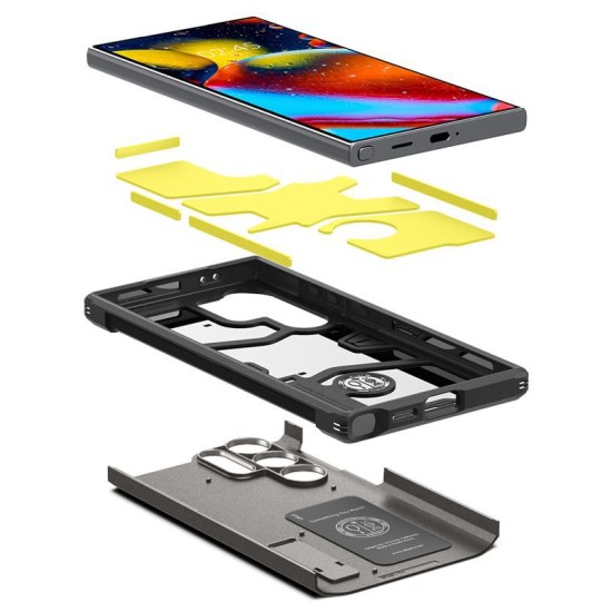 Husa Spigen Tough Armor pentru Samsung Galaxy S24 Ultra, culoare gunmetal (Telefoane Samsung, ACS07301) by www.silkase.ro