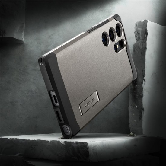 Husa Spigen Tough Armor pentru Samsung Galaxy S24 Ultra, culoare gunmetal (Telefoane Samsung, ACS07301) by www.silkase.ro