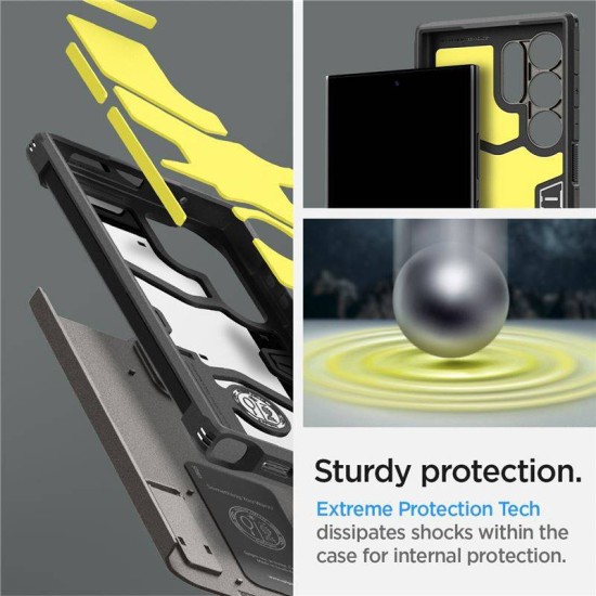 Husa Spigen Tough Armor pentru Samsung Galaxy S24 Ultra, culoare gunmetal (Telefoane Samsung, ACS07301) by www.silkase.ro
