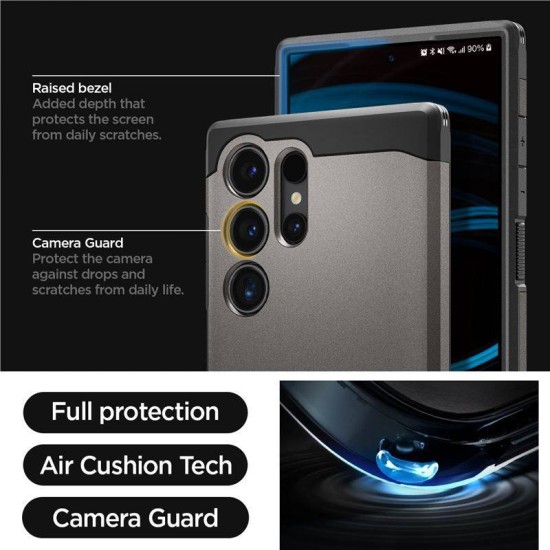 Husa Spigen Tough Armor pentru Samsung Galaxy S24 Ultra, culoare gunmetal (Telefoane Samsung, ACS07301) by www.silkase.ro