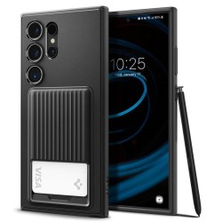 Husa telefon, Spigen, TPU, pentru Galaxy S24 Ultra, slot card, protectie Mil-Grade, negru, 15.82x7.56cm