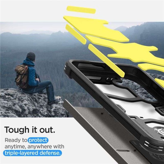 Husa Spigen Tough Armor compatibila cu Samsung Galaxy S24 Gunmetal (Spigen, S24) by www.silkase.ro Husa Spigen Tough Armor compatibila cu Samsung Galaxy S24 Gunmetal (S24, ACS07356) by www.silkase.ro