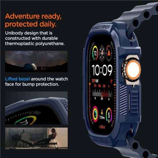 Husa Spigen Rugged Armor compatibila cu Apple Watch Ultra/Ultra 2 49mm Navy Blue (Spigen, Ingredi) by www.silkase.ro Husa Spigen Rugged Armor compatibila cu Apple Watch Ultra/Ultra 2 49mm Navy Blue (Ingredi, ACS07382) by www.silkase.ro
