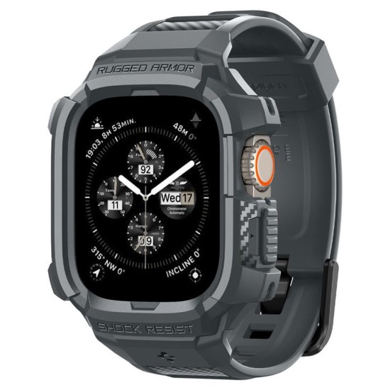 Husa pentru Apple Watch Ultra / Ultra 2 + Curea, Spigen Rugged Armor Pro, Dark Grey (Spigen, Ingredi) by www.silkase.ro Husa pentru Apple Watch Ultra / Ultra 2 + Curea, Spigen Rugged Armor Pro, Dark Grey (Ingredi, ACS07390) by www.silkase.ro