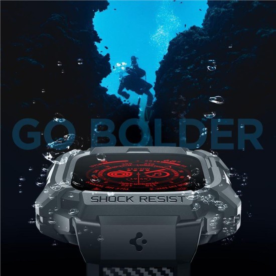 Husa pentru Apple Watch Ultra / Ultra 2 + Curea, Spigen Rugged Armor Pro, Dark Grey (Spigen, Ingredi) by www.silkase.ro Husa pentru Apple Watch Ultra / Ultra 2 + Curea, Spigen Rugged Armor Pro, Dark Grey (Ingredi, ACS07390) by www.silkase.ro