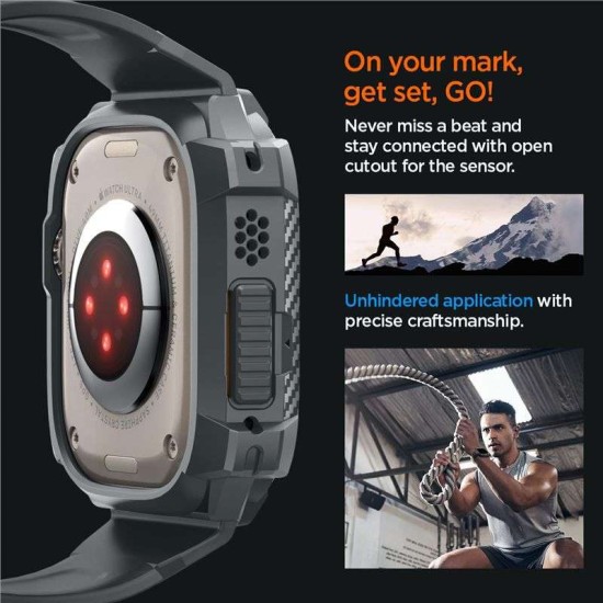 Husa pentru Apple Watch Ultra / Ultra 2 + Curea, Spigen Rugged Armor Pro, Dark Grey (Spigen, Ingredi) by www.silkase.ro Husa pentru Apple Watch Ultra / Ultra 2 + Curea, Spigen Rugged Armor Pro, Dark Grey (Ingredi, ACS07390) by www.silkase.ro