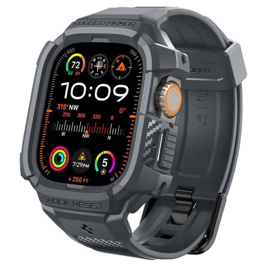 Husa pentru Apple Watch Ultra / Ultra 2 + Curea, Spigen Rugged Armor Pro, Dark Grey (Spigen, Ingredi) by www.silkase.ro Husa pentru Apple Watch Ultra / Ultra 2 + Curea, Spigen Rugged Armor Pro, Dark Grey (Ingredi, ACS07390) by www.silkase.ro
