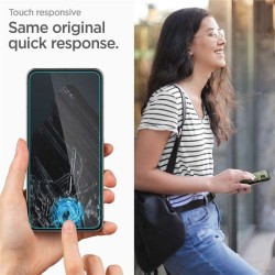 Set 2 folii sticla cu sistem de montare Case friendly Spigen ALM Glass FC compatibil cu Google Pixel 8 Pro Black