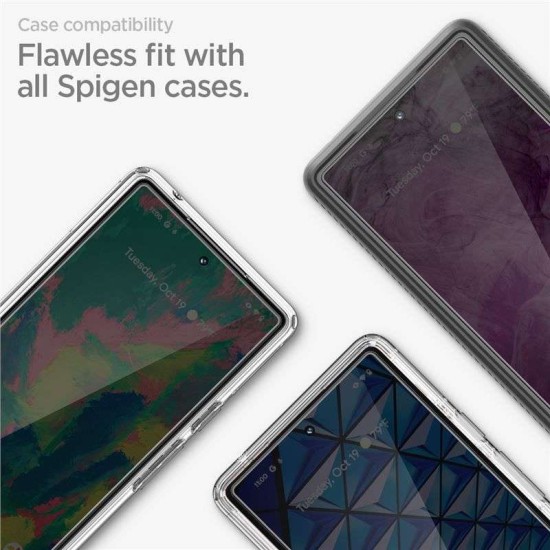 Set 2 folii sticla cu sistem de montare Case friendly Spigen ALM Glass FC compatibil cu Google Pixel 8 Pro Black (Ingredi, AGL07395) by www.silkase.ro