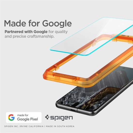 Set 2 folii sticla cu sistem de montare Case friendly Spigen ALM Glass FC compatibil cu Google Pixel 8 Pro Black (Ingredi, AGL07395) by www.silkase.ro