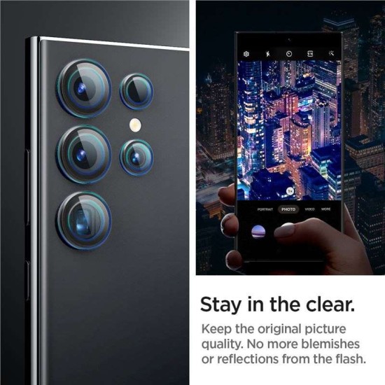 Set 2x5 protectii sticla camera foto Spigen Optik EZ FIT compatibil cu Samsung Galaxy S24 Ultra Black (Ingredi, AGL07425) by www.silkase.ro
