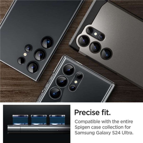 Set 2x5 protectii sticla camera foto Spigen Optik EZ FIT compatibil cu Samsung Galaxy S24 Ultra Black (Ingredi, AGL07425) by www.silkase.ro