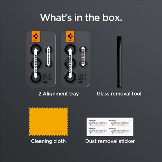 Set 2x5 protectii sticla camera foto Spigen Optik EZ FIT compatibil cu Samsung Galaxy S24 Ultra Black (Ingredi, AGL07425) by www.silkase.ro