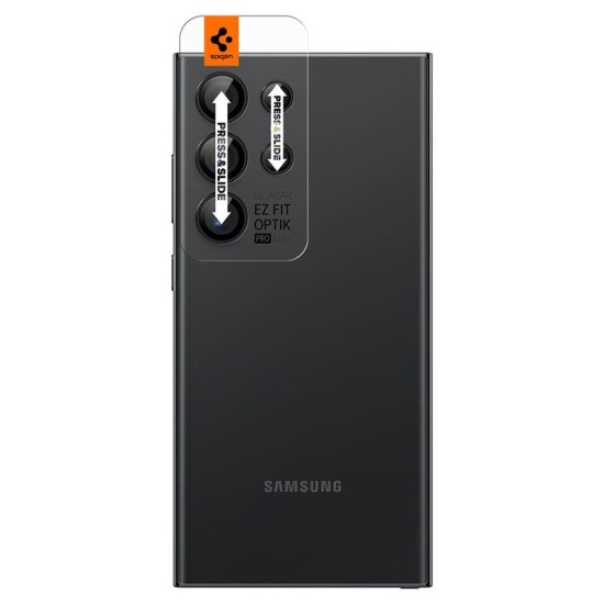 Set 2x5 protectii sticla camera foto Spigen Optik EZ FIT compatibil cu Samsung Galaxy S24 Ultra Black (Ingredi, AGL07425) by www.silkase.ro
