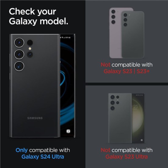 Set 2x5 protectii sticla camera foto Spigen Optik EZ FIT compatibil cu Samsung Galaxy S24 Ultra Black (Ingredi, AGL07425) by www.silkase.ro