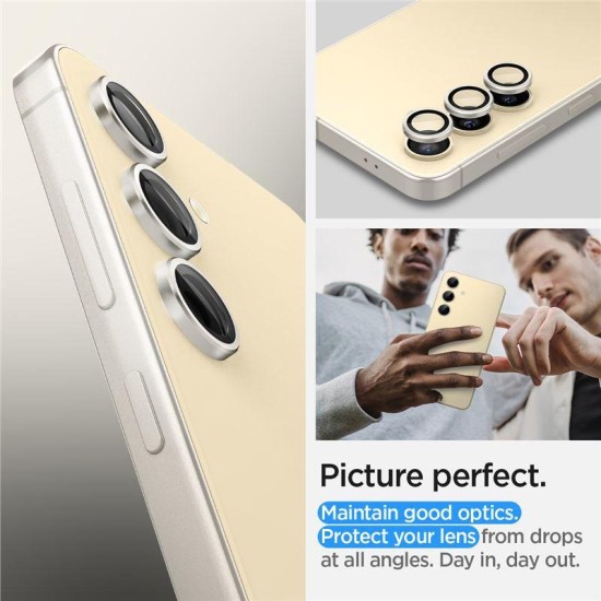 Set 2x3 protectii sticla camera foto Spigen Optik EZ FIT compatibil cu Samsung Galaxy S24 Plus Yellow (Ingredi, AGL07436) by www.silkase.ro