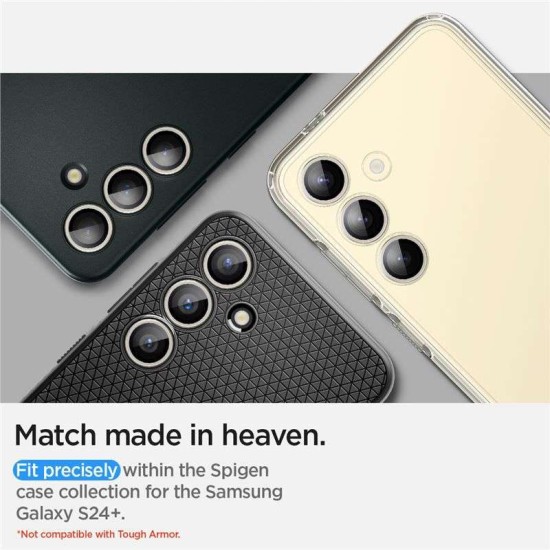 Set 2x3 protectii sticla camera foto Spigen Optik EZ FIT compatibil cu Samsung Galaxy S24 Plus Yellow (Ingredi, AGL07436) by www.silkase.ro