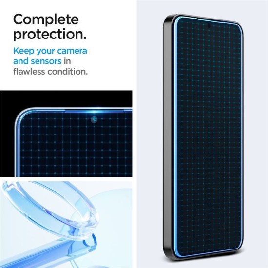 Set 2 folii sticla cu sistem de montare Case friendly Spigen GLAStR EZ FIT compatibil cu Samsung Galaxy S24 / S25 (Ingredi, AGL07440) by www.silkase.ro