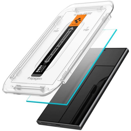 Set 2 folii de protectie cu aplicator pentru Samsung Galaxy S24 Ultra, Spigen, Transparent (Ingredi, AGL07495) by www.silkase.ro