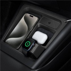 Suport cu hub si incarcare wireless 3 in 1 Spigen pentru Tesla Model 3 2024, negru
