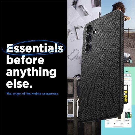 Husa Spigen Liquid Air pentru Samsung Galaxy A55, negru mat (Telefoane Samsung, ACS07526) by www.silkase.ro
