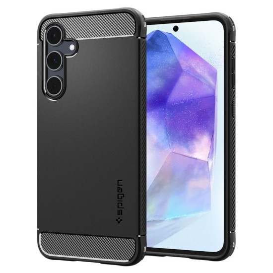 Husa Spigen Rugged Armor pentru Samsung Galaxy A55, negru mat (Telefoane Samsung, ACS07500) by www.silkase.ro