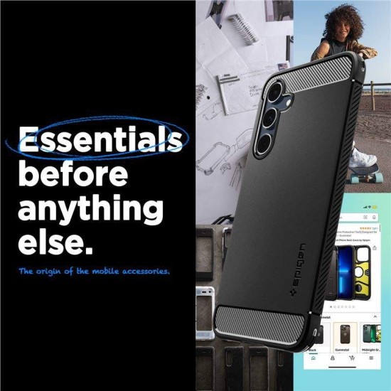 Husa Spigen Rugged Armor pentru Samsung Galaxy A55, negru mat (Telefoane Samsung, ACS07500) by www.silkase.ro