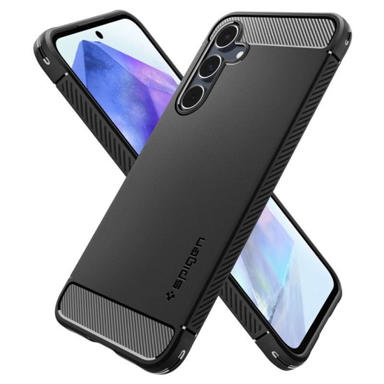 Husa Spigen Rugged Armor pentru Samsung Galaxy A55, negru mat (Telefoane Samsung, ACS07500) by www.silkase.ro