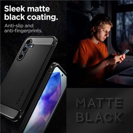 Husa Spigen Rugged Armor pentru Samsung Galaxy A55, negru mat (Telefoane Samsung, ACS07500) by www.silkase.ro