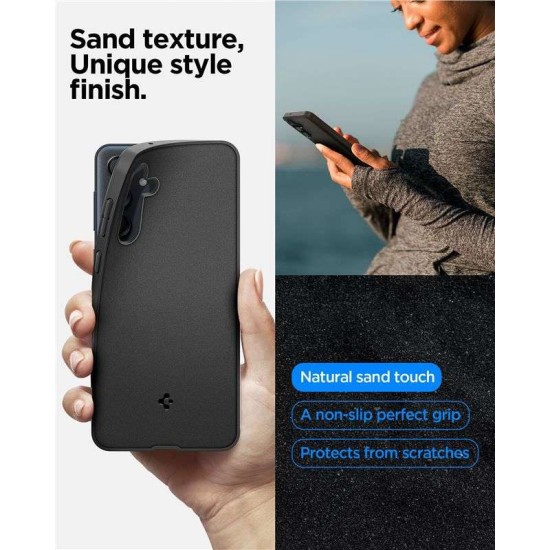Husa Spigen Essential SandBlast compatibila cu Samsung Galaxy M55 5G Matte Black (Ingredi, ACS07541) by www.silkase.ro