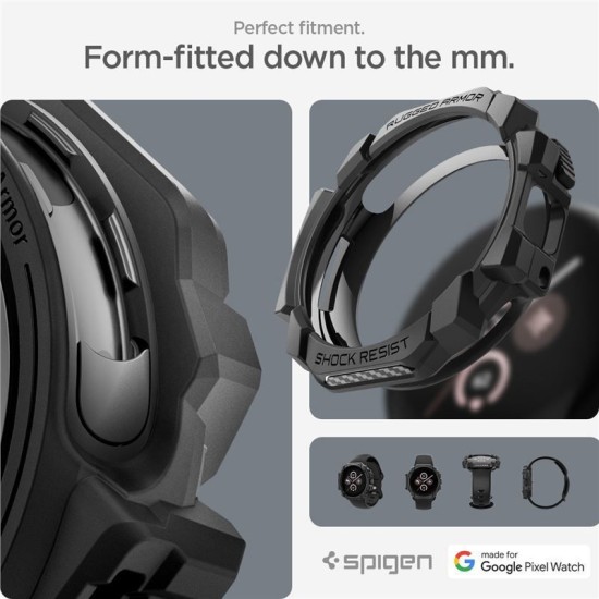 SPIGEN Husă Rugged Armor Google Pixel Watch 3/2/1 (41mm - 1.2 inch), Negru (Google, ACS07555) by www.silkase.ro