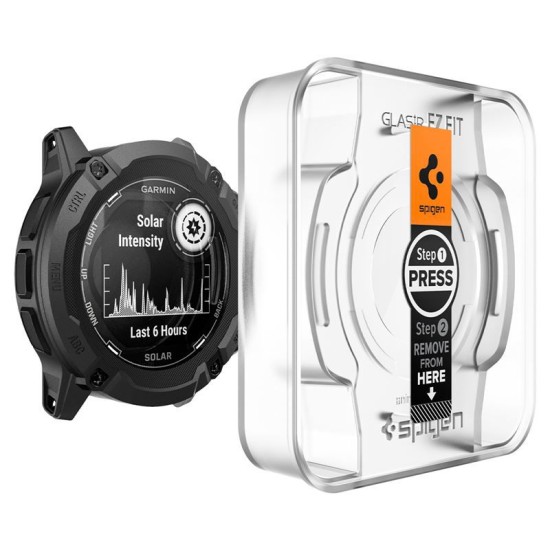 Set 2 folii protectie Spigen Glas.TR EZ Fit, pentru Garmin Instinct 2X Solar, transparent, 35mm (Ingredi, AGL07593) by www.silkase.ro