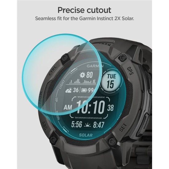 Set 2 folii protectie Spigen Glas.TR EZ Fit, pentru Garmin Instinct 2X Solar, transparent, 35mm (Ingredi, AGL07593) by www.silkase.ro