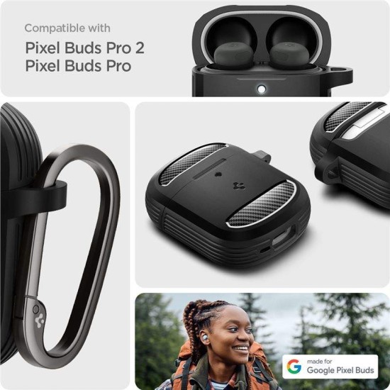 Carcasa Spigen Rugged Armor, negru mat - Google Pixel Buds Pro 2/Pro (Pixel Buds Pro 2/Pro, ACS07604) by www.silkase.ro