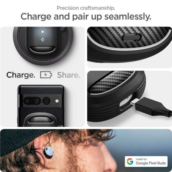 Carcasa Spigen Rugged Armor, negru mat - Google Pixel Buds Pro 2/Pro (Pixel Buds Pro 2/Pro, ACS07604) by www.silkase.ro