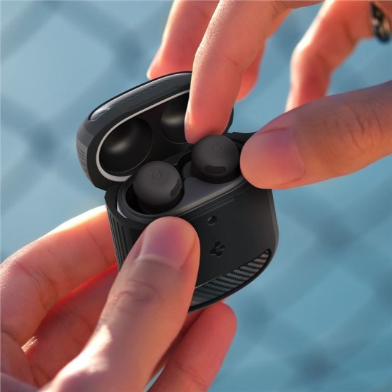 Carcasa Spigen Rugged Armor, negru mat - Google Pixel Buds Pro 2/Pro (Pixel Buds Pro 2/Pro, ACS07604) by www.silkase.ro