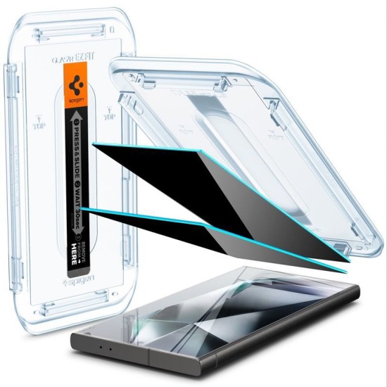 Folie de protectie pentru Samsung Galaxy S24 Ultra, Spigen, Sticla securizata, Privacy (Ingredi, AGL07625) by www.silkase.ro