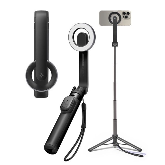 Trepied si selfie stick Spigen compatibil MagSafe M1, negru (Selfie Sticks și Trepiede, AMP07656) by www.silkase.ro