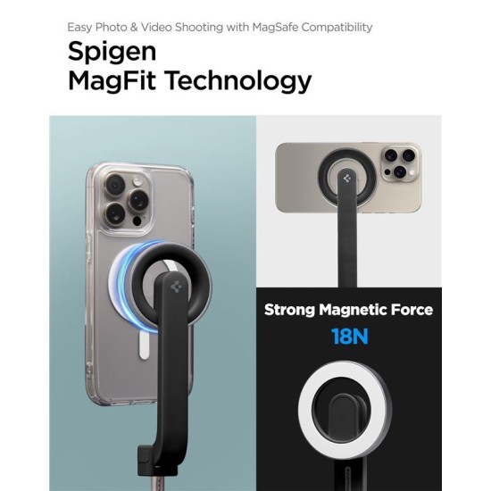Trepied si selfie stick Spigen compatibil MagSafe M1, negru (Selfie Sticks și Trepiede, AMP07656) by www.silkase.ro