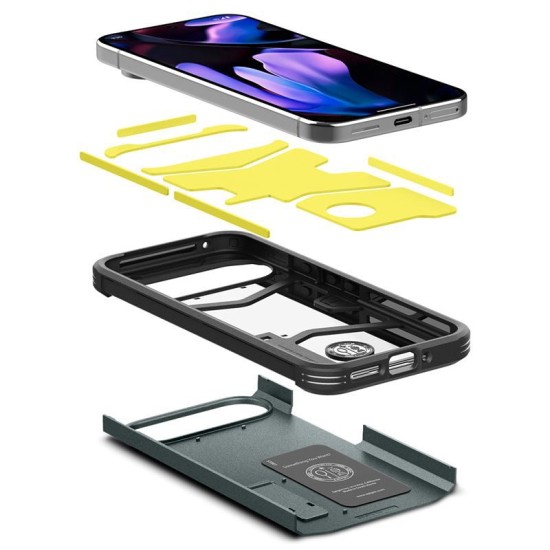 Husa Spigen Tough Armor pentru  Google Pixel 9 Pro/Pixel 9, verde metalic (Pixel 9 Pro, ACS07694) by www.silkase.ro