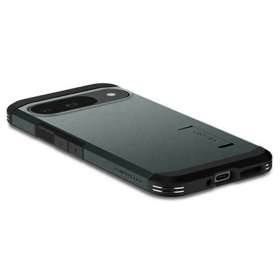 Husa Spigen Tough Armor pentru  Google Pixel 9 Pro/Pixel 9, verde metalic (Pixel 9 Pro, ACS07694) by www.silkase.ro